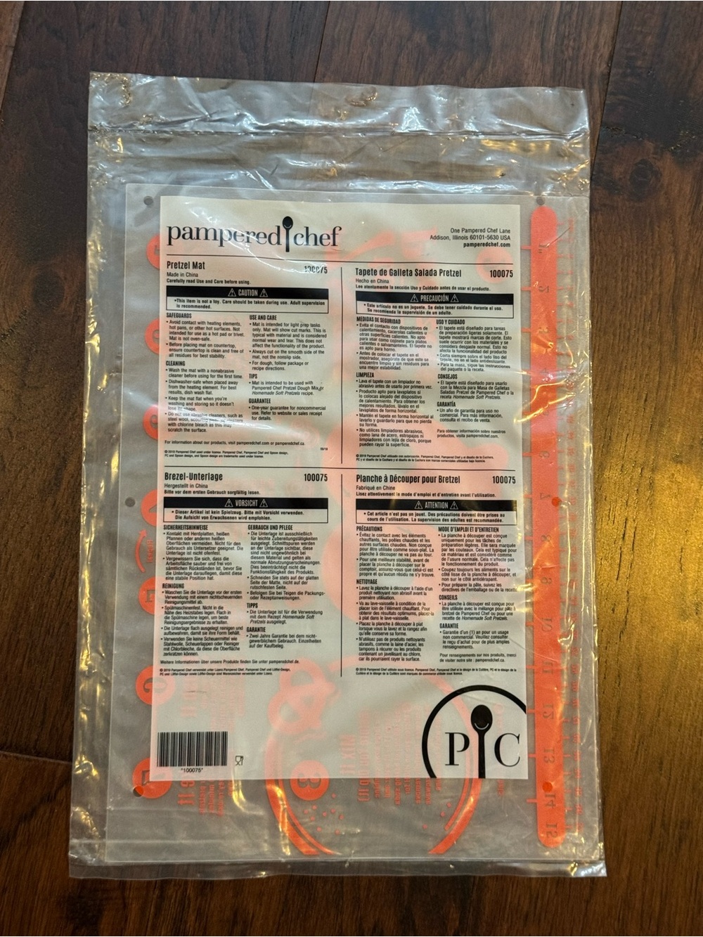 Pampered Chef Orange Pretzel Mat - Nonstick Baking Surface, New and Sealed